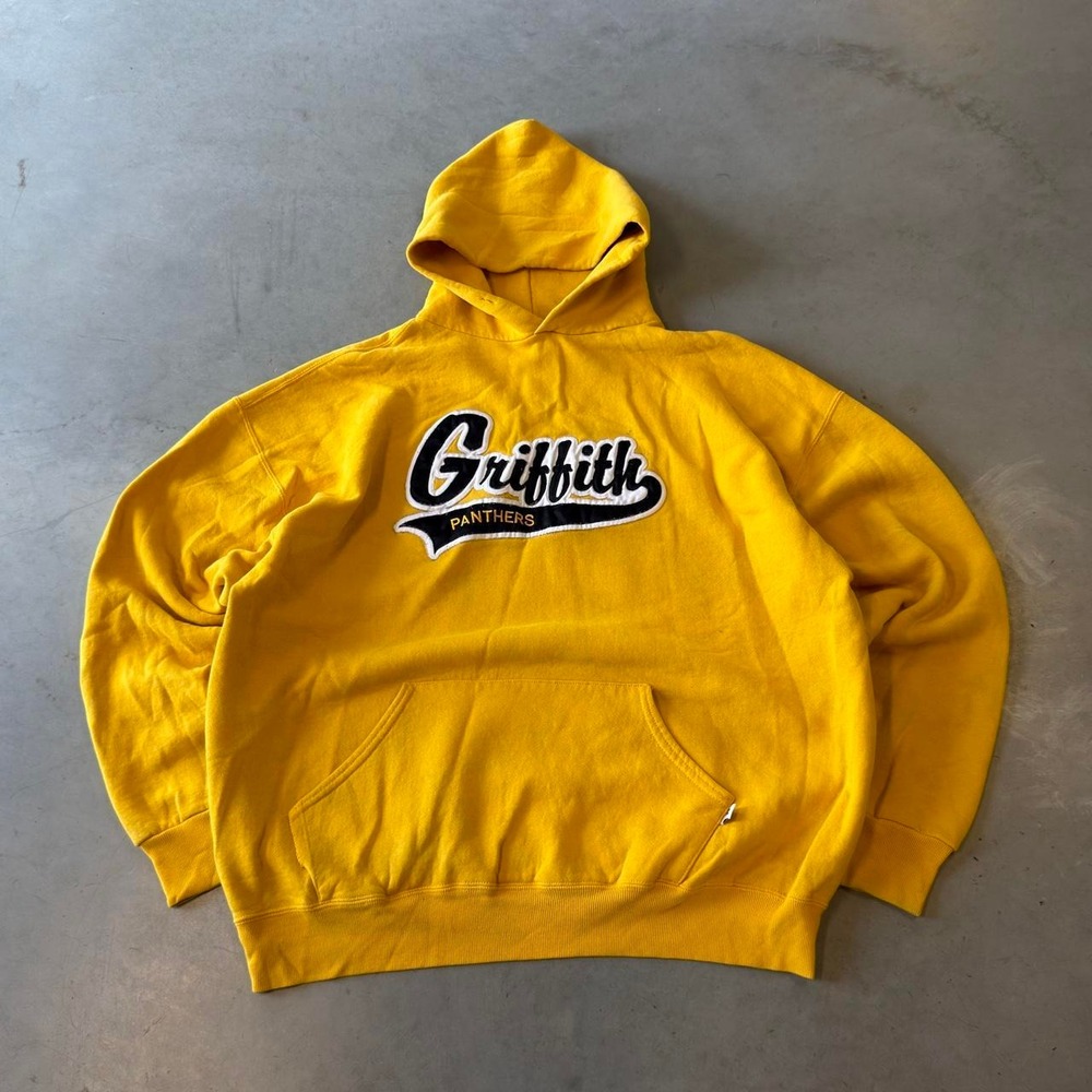 Vintage Russell athletic yellow pullover embroidered hoodie